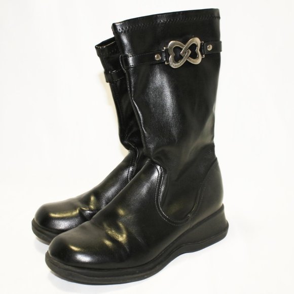 GIRLS black boots skid resistant zip smart fi - Picture 1 of 6
